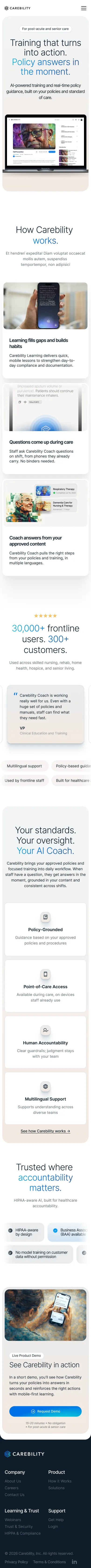 The same page at phone width, top to bottom.