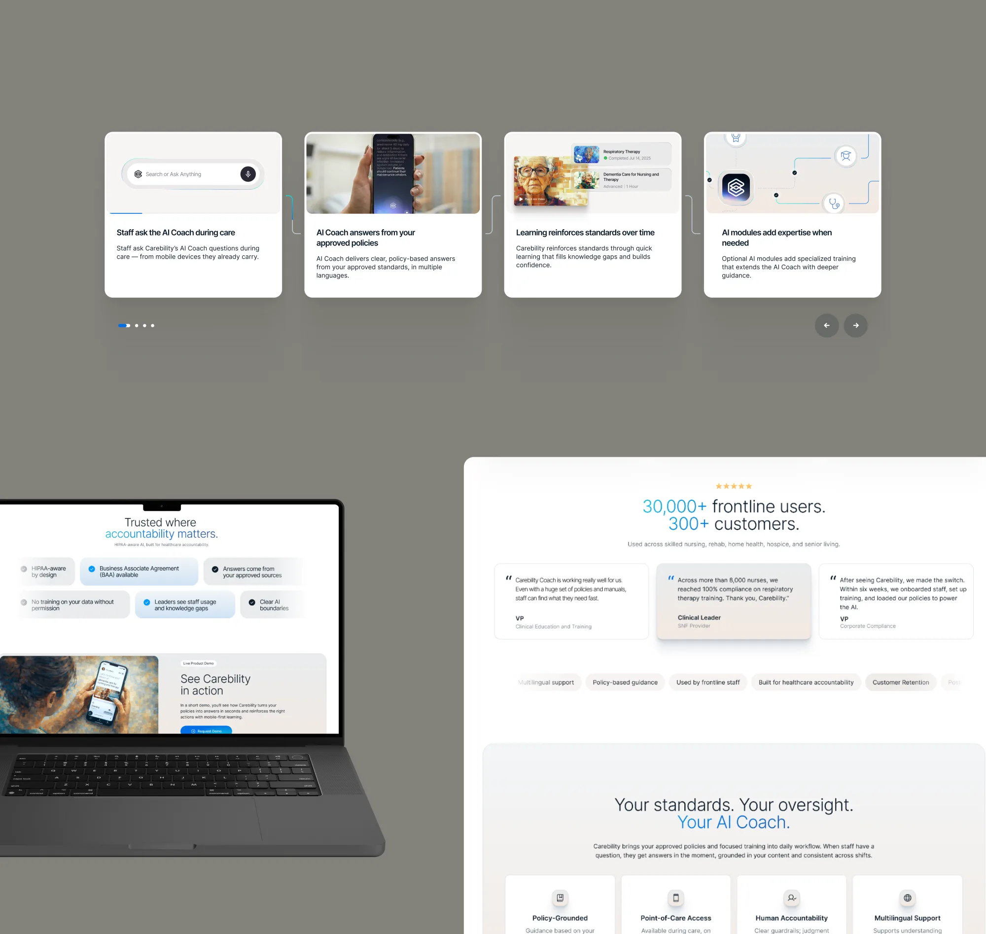 Carebility — selected product screens